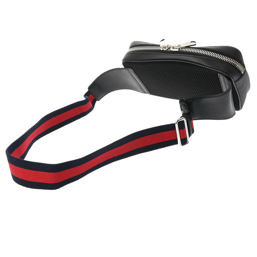 Gucci Belt Crossbody Canvas Black GG Body Belt Gray Bum Supreme Bag